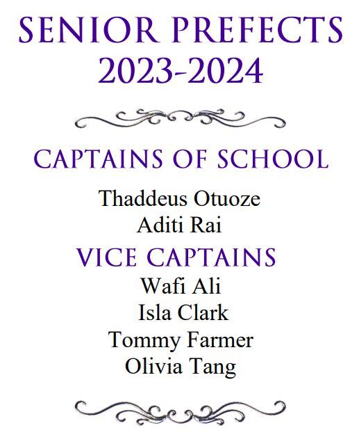 Senior Prefects 2023 24