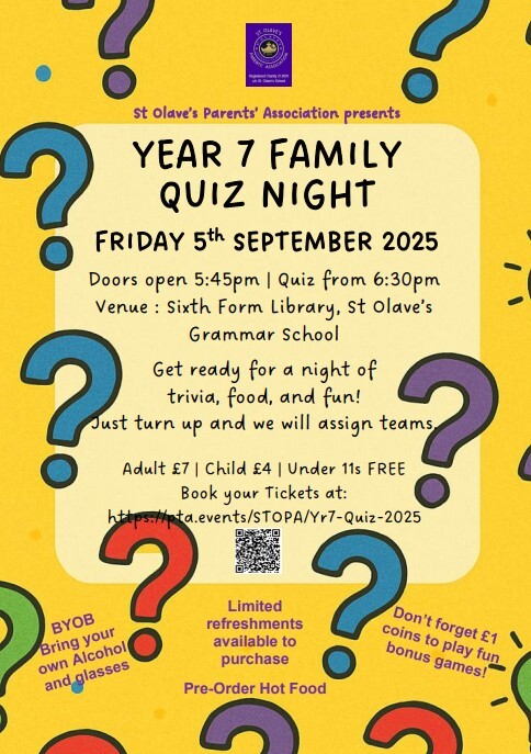 Yr 7 Quiz Night graphic